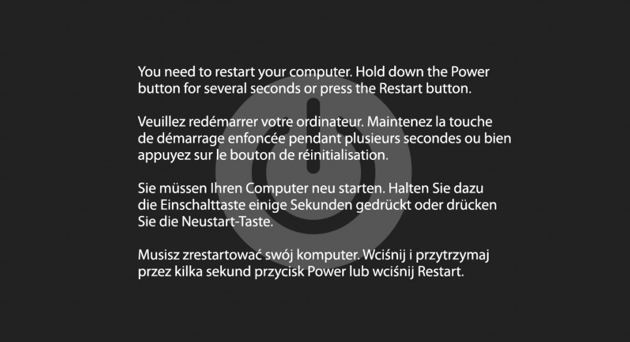 È necessario riavviare il computer: messaggio di errore Kernel Panic